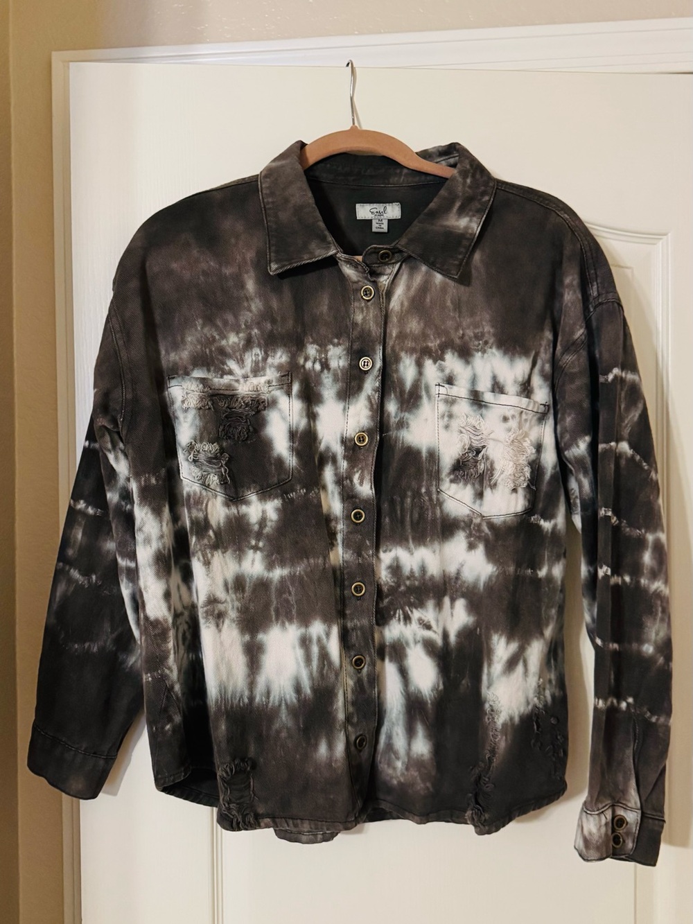 Easel brown white tye dye jacket